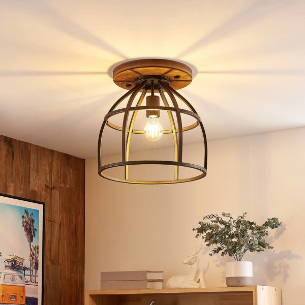 Lindby Rutger plafonnier rond avec abat-jour cage LINDBY