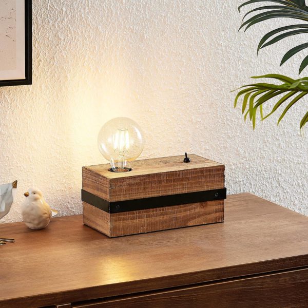 Lindby Sverina lampe à poser en bois, à 1 lampe LINDBY