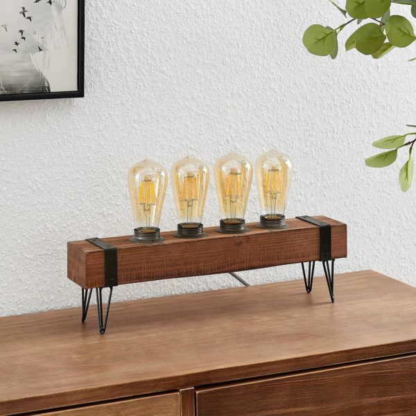 Lindby Sverina lampe à poser en bois, à 4 lampes LINDBY