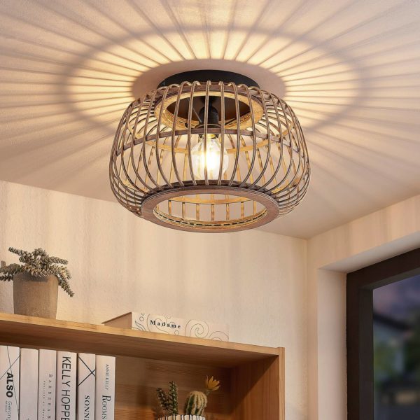 Lindby Bominio plafonnier en rotin