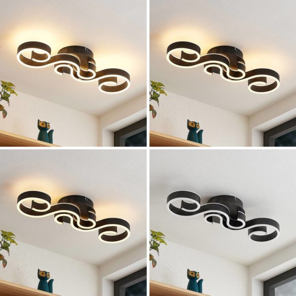 Lucande Admira plafonnier LED, 51,7 cm noir LUCANDE