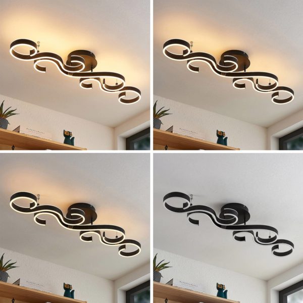 Lucande Admira plafonnier LED, 101 cm noir LUCANDE
