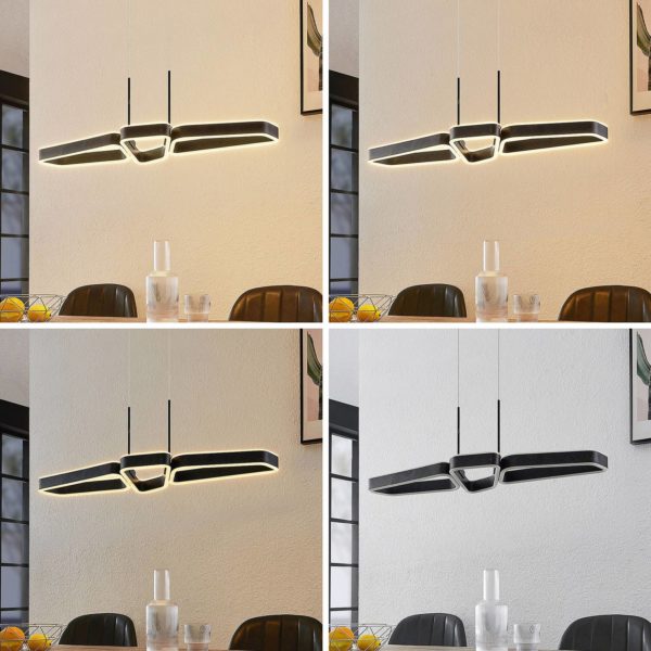 Lucande Quinn suspension LED noire à 3 lampes LUCANDE