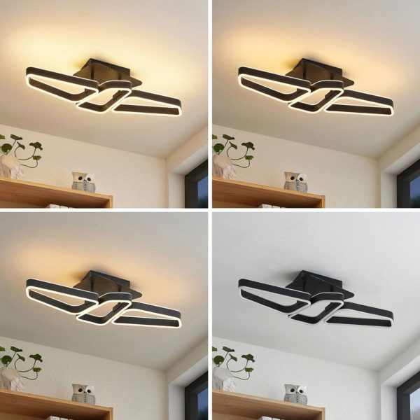 Lucande Quinn plafonnier LED, à 3 lampes, noir LUCANDE