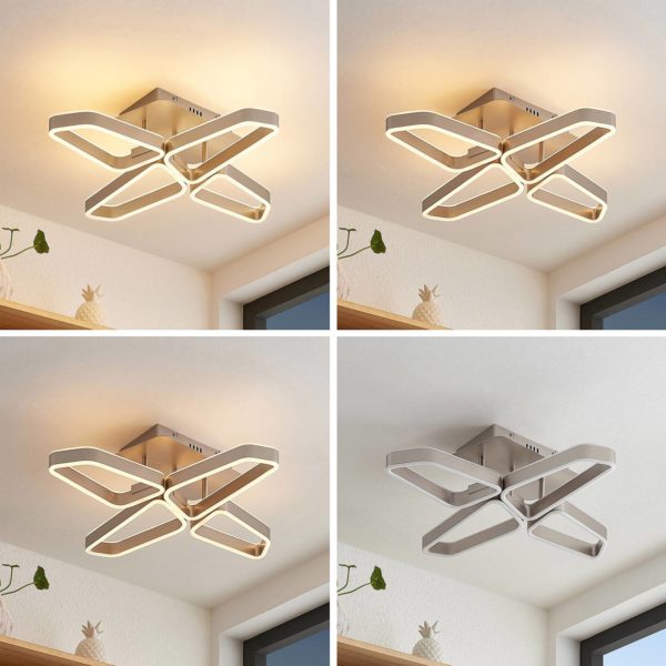 Lucande Quinn plafonnier LED nickel à 4 lampes LUCANDE