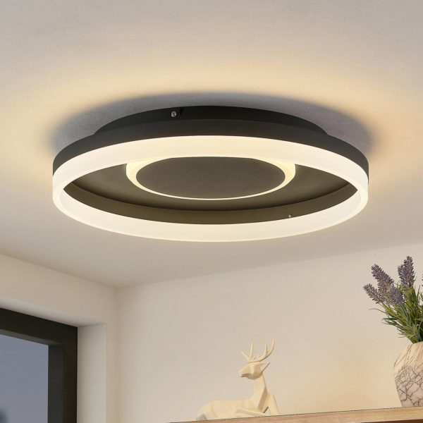 Lindby Felisha plafonnier LED RGBW noir LINDBY