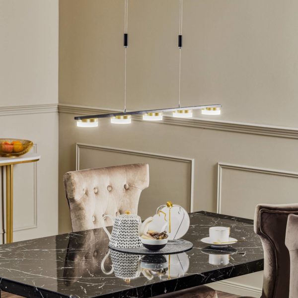 Lucande Kyree suspension LED anthracite dorée LUCANDE