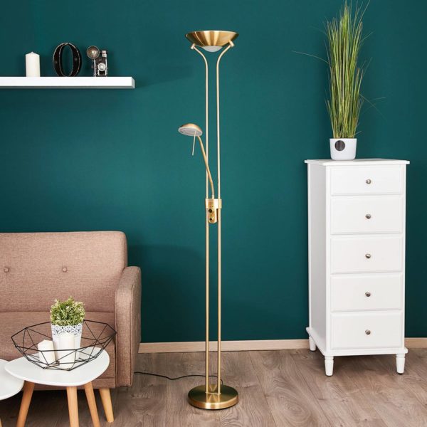 Lindby Josefin lampadaire LED liseuse, laiton LINDBY