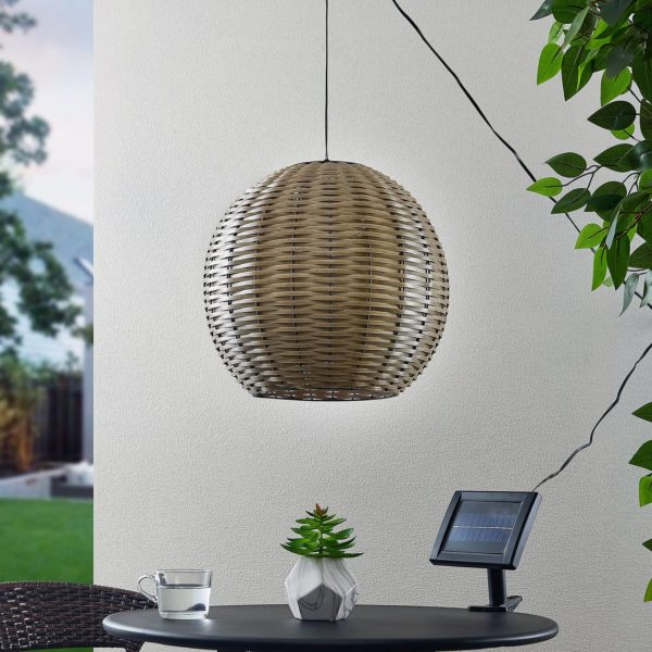 Lindby Catrica suspension solaire LED aspect rotin LINDBY