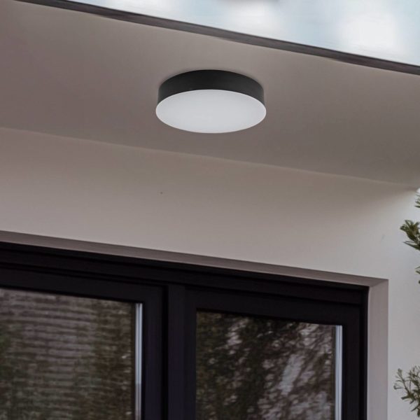 Lindby Plafonnier d’extérieur LED Lyam, IP65, gris foncé LINDBY