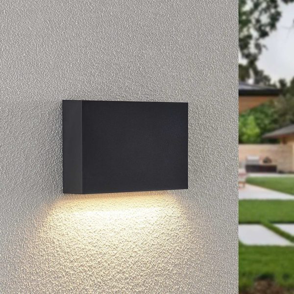Applique d’extérieur LED Lindby Jarte, 20 cm, down, gris foncé LINDBY