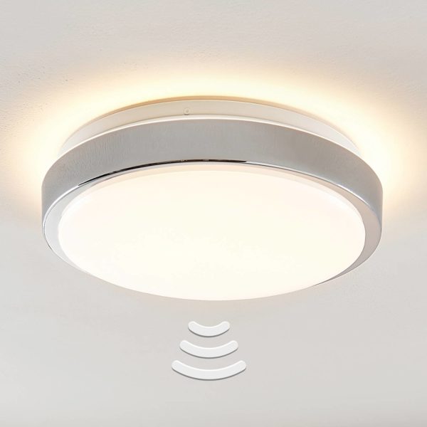 Lindby Camille plafonnier LED capteur Ø33cm chromé LINDBY