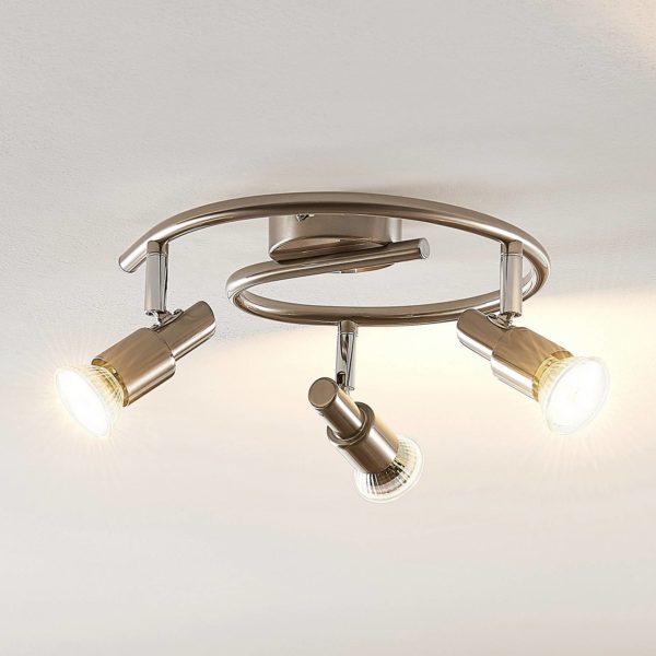 ELC Farida plafonnier, nickel, à 3 lampes ELC