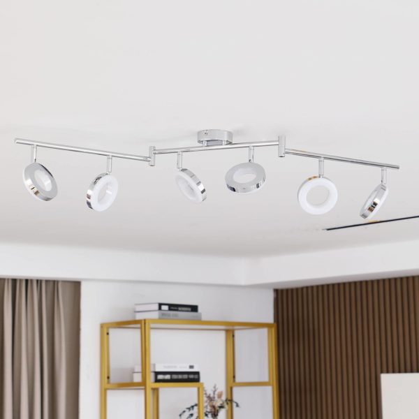 ELC Tioklia plafonnier LED chromé à 6 lampes ELC