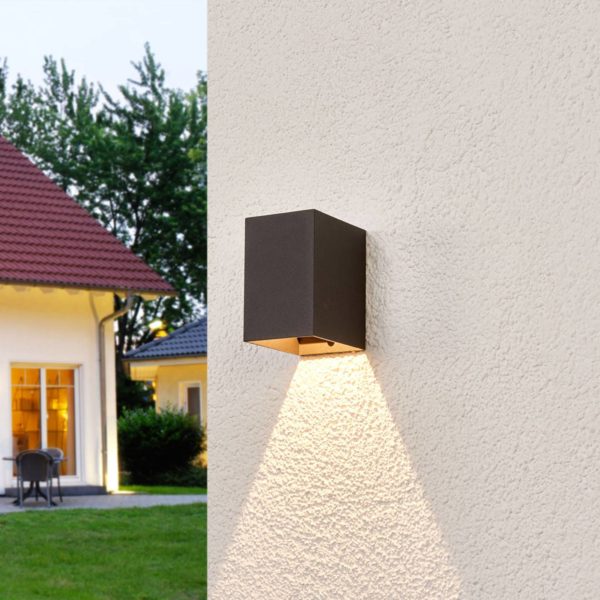 Lucande Applique murale extérieure LED Mikka gris foncé LUCANDE
