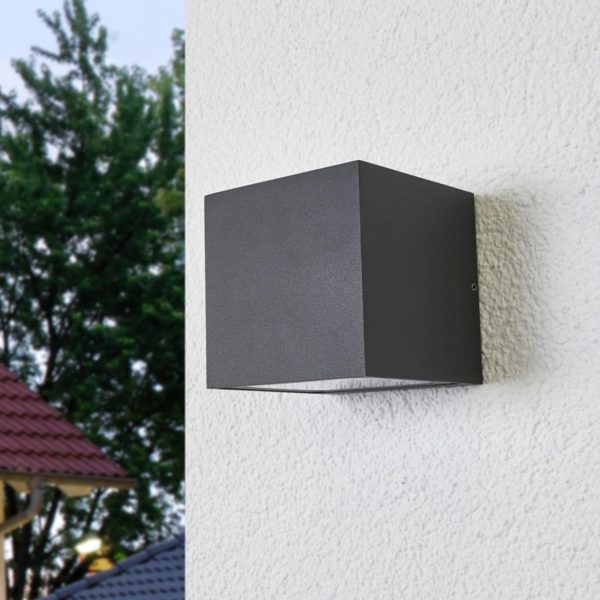 Lucande Merjem - applique d'extérieur LED en gris foncé LUCANDE