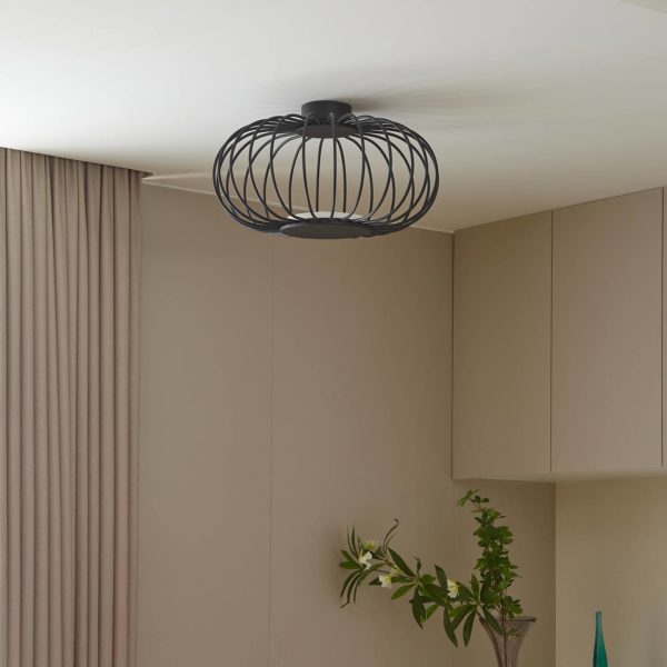 Lucande Lusine plafonnier LED en noir LUCANDE