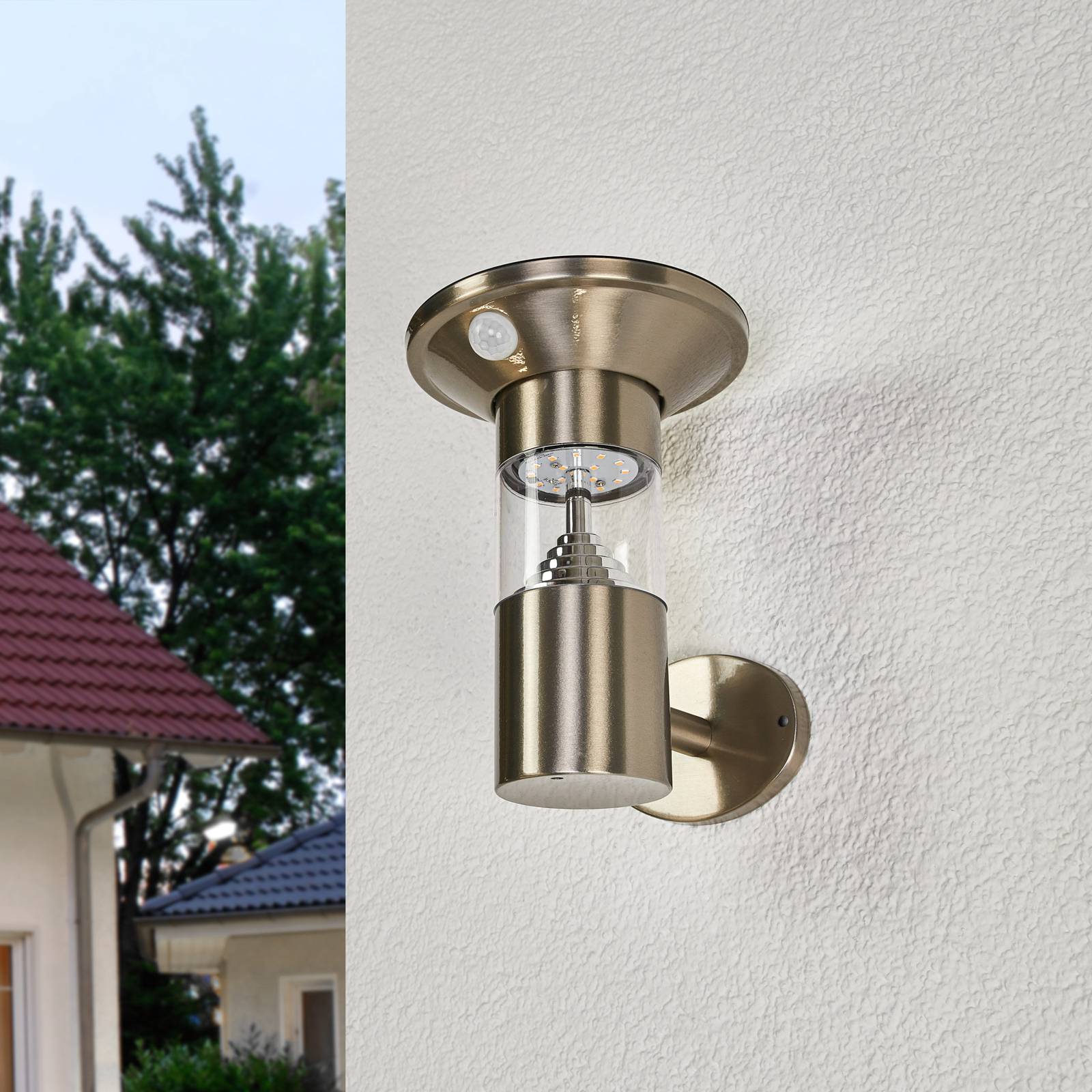 Lindby Applique murale LED solaire inox Jalisa