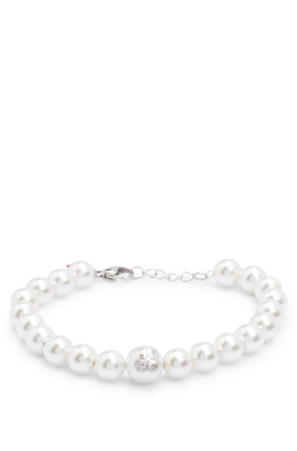 Hugo Boss Bracelet à logos revisités avec perles authentiques et perle synthétique