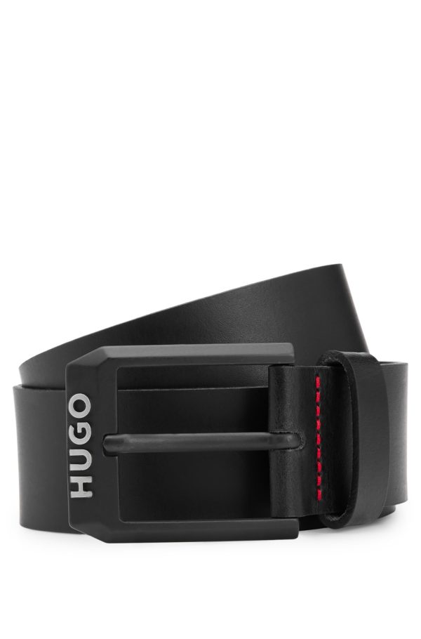 Hugo Boss Ceinture en cuir avec boucle noir mat à logo