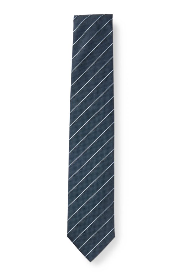 Hugo Boss Cravate en jacquard mélangé à teneur en soie avec rayures