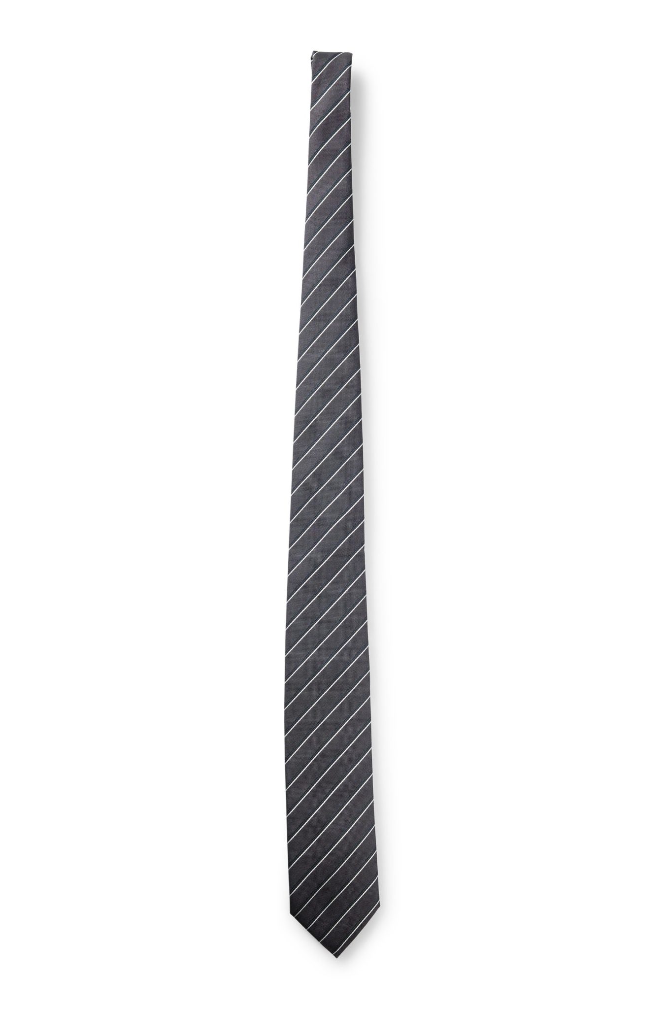 Hugo Boss Cravate en jacquard mélangé à teneur en soie avec rayures