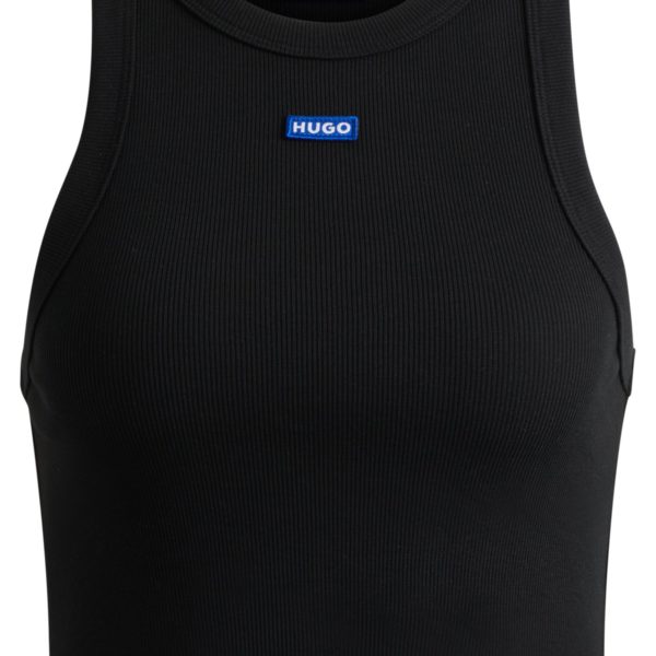 Débardeur court en coton stretch avec étiquette logotée bleue – Hugo Boss