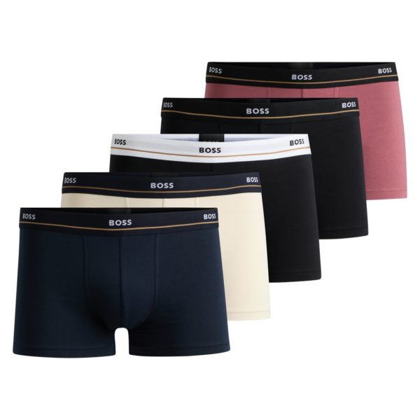 Lot de cinq boxers courts en coton stretch avec taille logotée – Hugo Boss