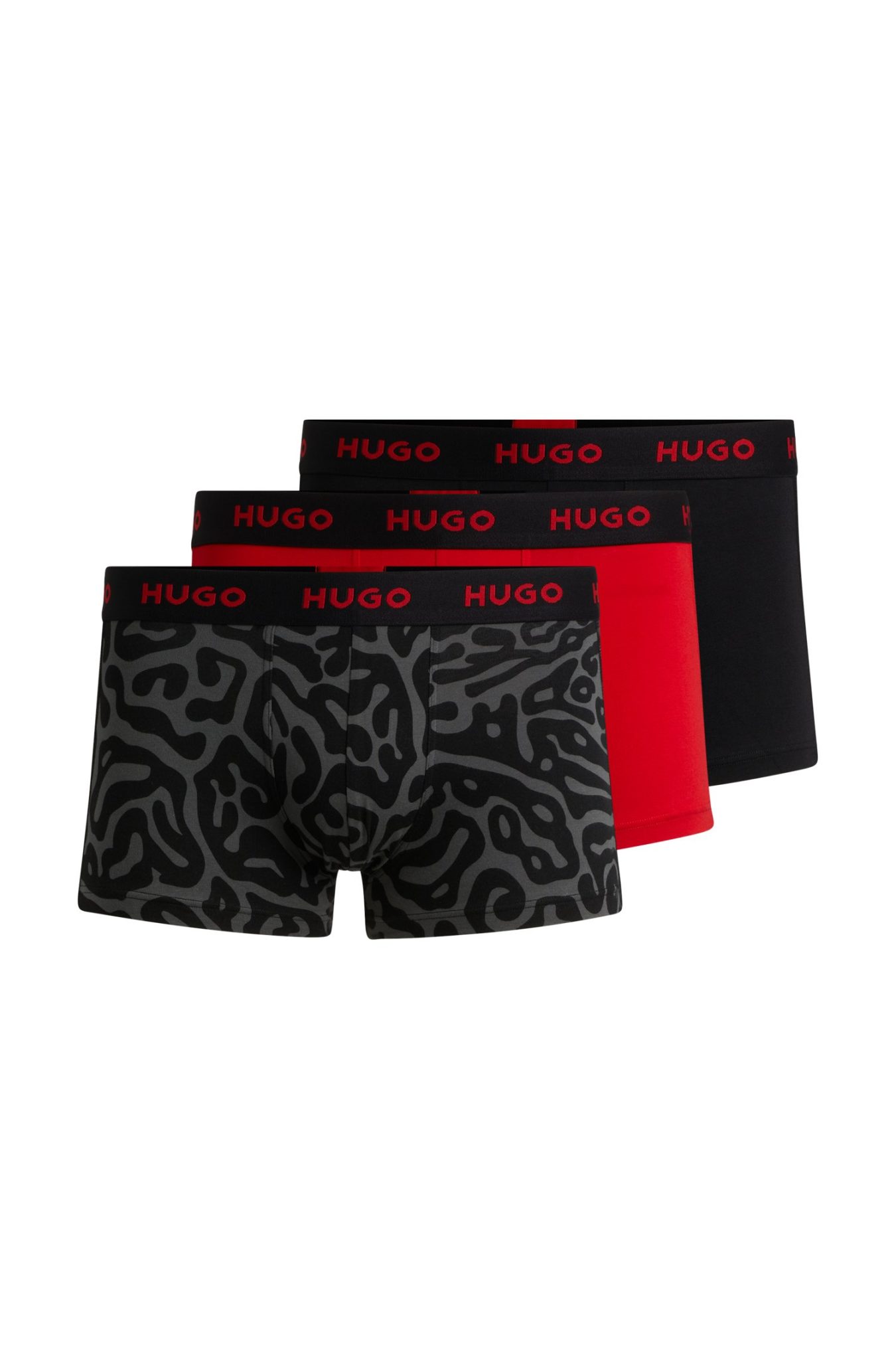 Hugo Boss Lot de trois boxers courts en coton stretch avec taille logotée