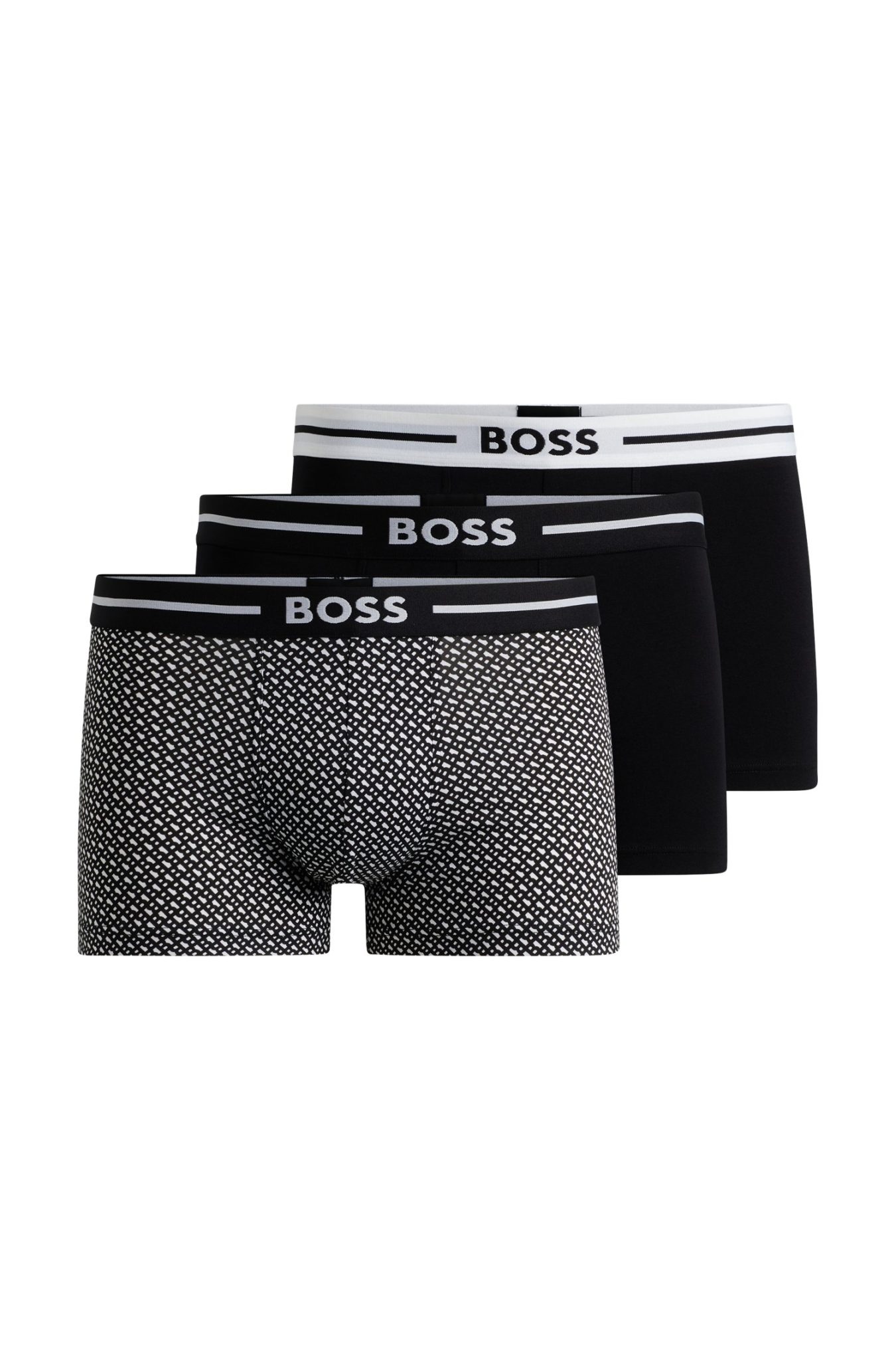Hugo Boss Lot de trois boxers courts en coton stretch avec taille logotée