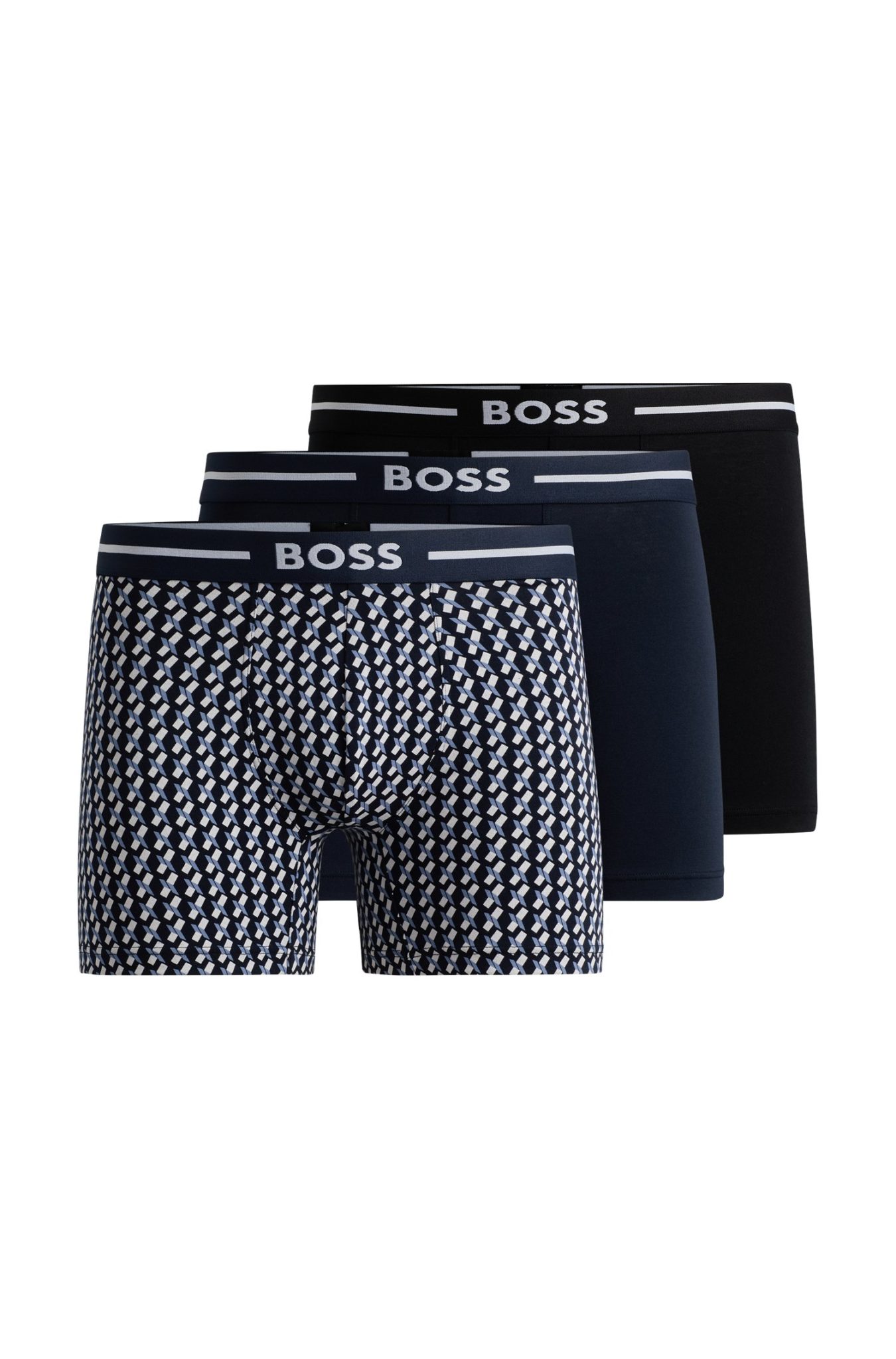 Hugo Boss Lot de trois boxers longs en coton stretch
