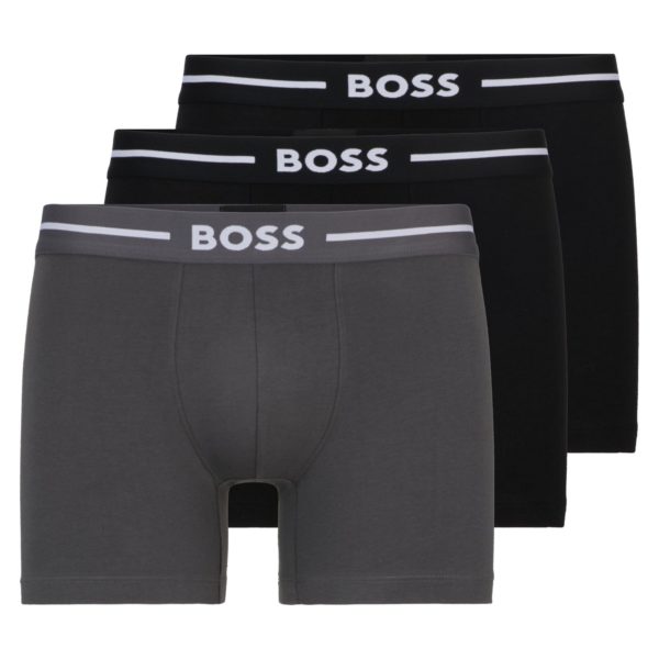 Lot de trois boxers longs en coton stretch – Hugo Boss