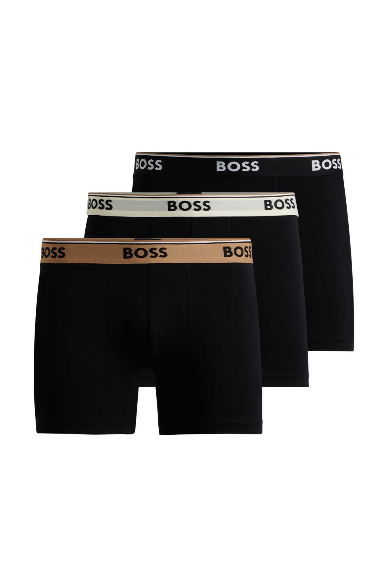 Hugo Boss Lot de trois boxers longs en coton stretch avec taille logotée