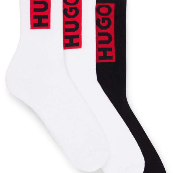 Lot de trois paires de chaussettes basses avec étiquette logo rouge – Hugo Boss