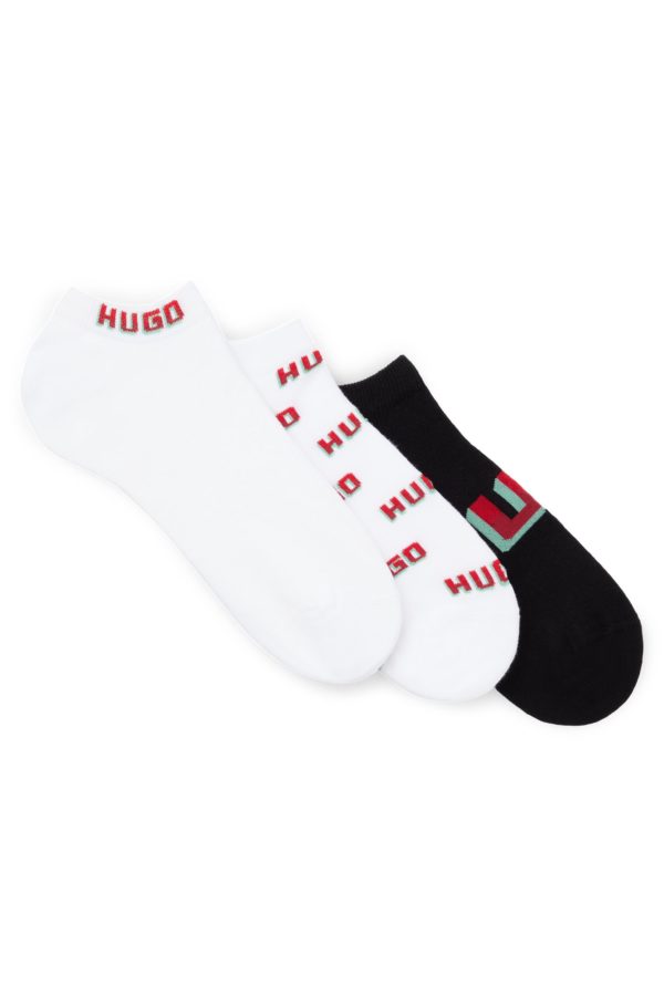 Hugo Boss Lot de trois paires de chaussettes basses en coton mélangé à logos