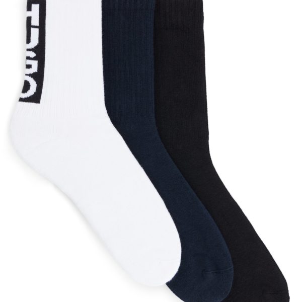 Lot de trois paires de chaussettes courtes en coton mélangé avec logo – Hugo Boss
