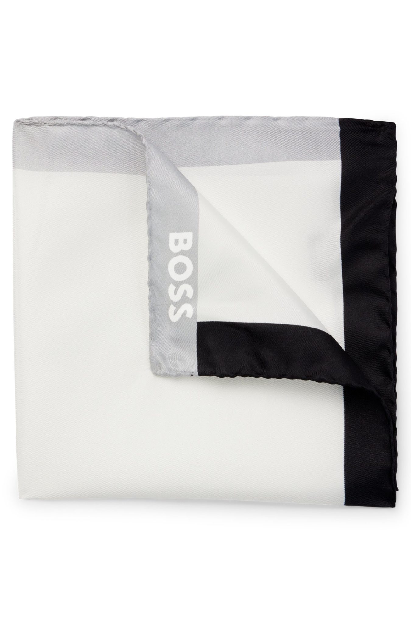 Hugo Boss Pochette de costume en soie avec logo et bordure imprimée
