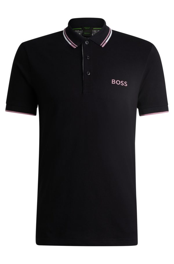 Hugo Boss Polo en coton mélangé avec logos contrastants