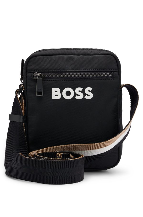 Hugo Boss Sac porté croisé avec logo contrastant et bandoulière à rayures emblématiques