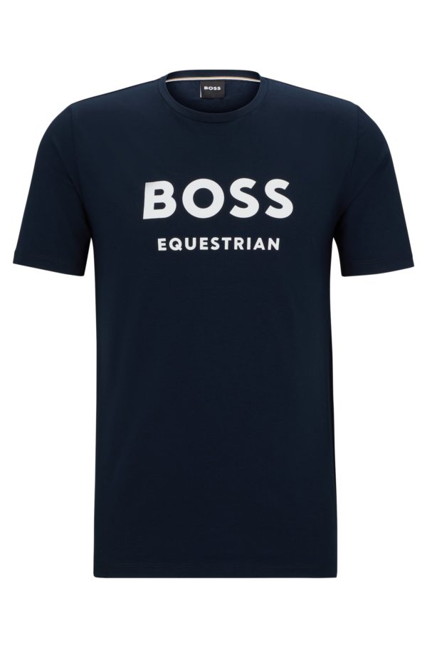 Hugo Boss T-shirt d’équitation à manches courtes en coton stretch avec logo