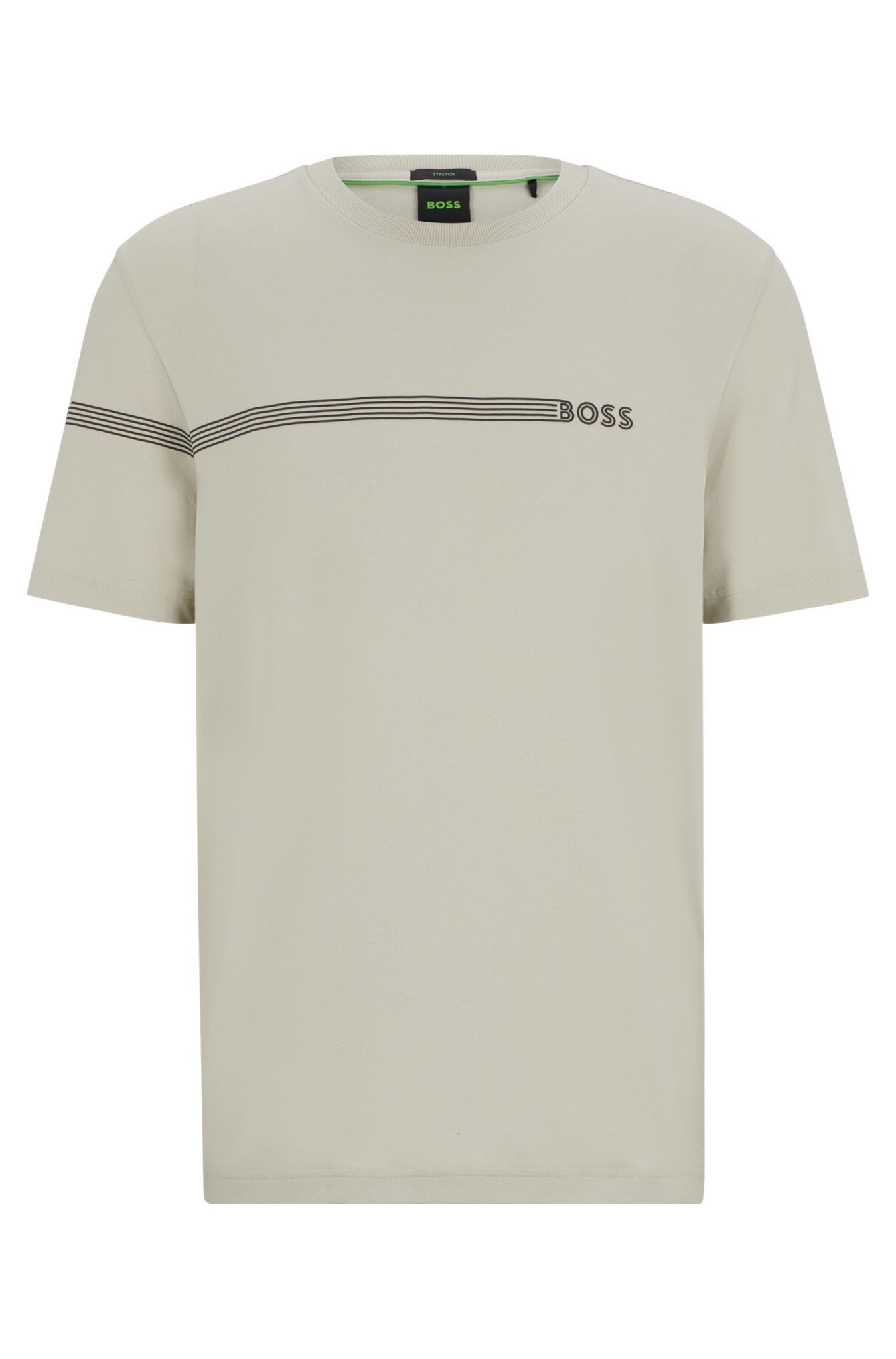 Hugo Boss T-shirt en coton mélangé avec rayures et logo