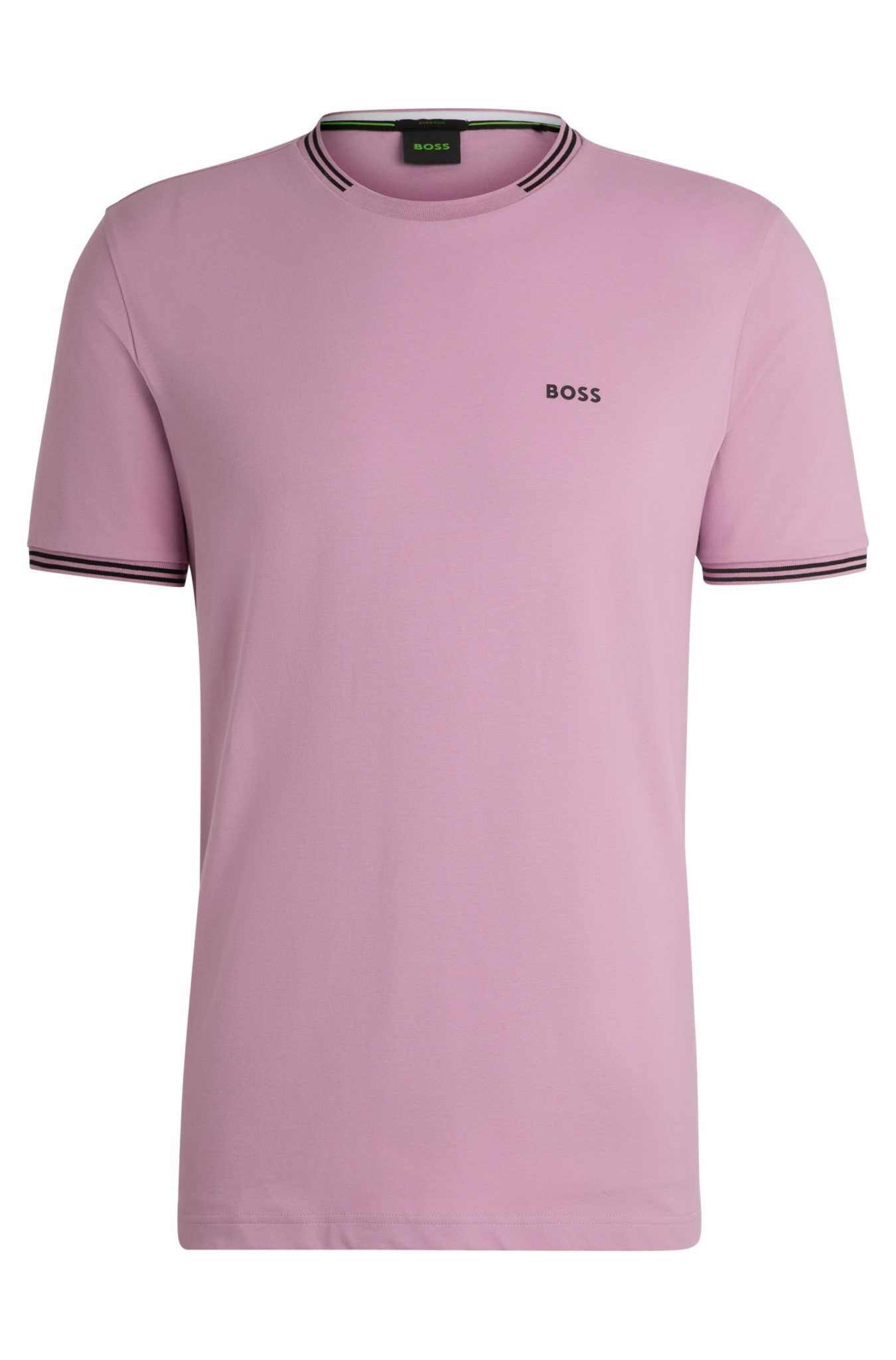 Hugo Boss T-shirt en coton stretch avec rayures et logo