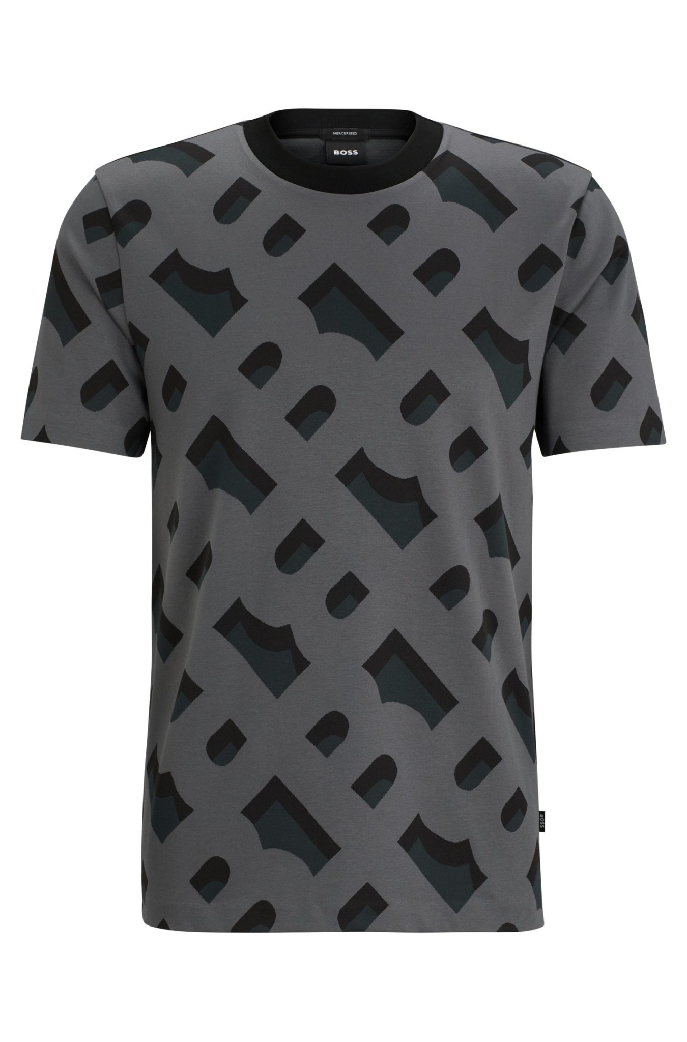 Hugo Boss T-shirt en coton stretch mercerisé à monogramme jacquard