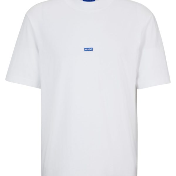 T-shirt en jersey de coton avec patch logo bleu – Hugo Boss