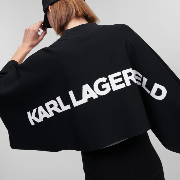 Karl Lagerfeld, Pull-écharpe Avec Logo Karl, Femme, Noir/Blanc, Taille: XXL Karl Lagerfeld