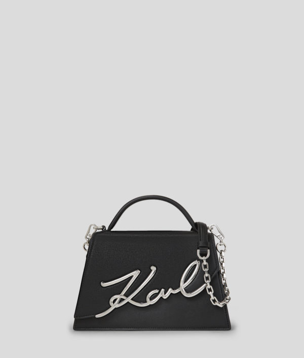 Karl Lagerfeld, Sac Bandoulière De Taille Moyenne K/signature, Femme, Noir/Nickel, Taille: X00 Karl Lagerfeld