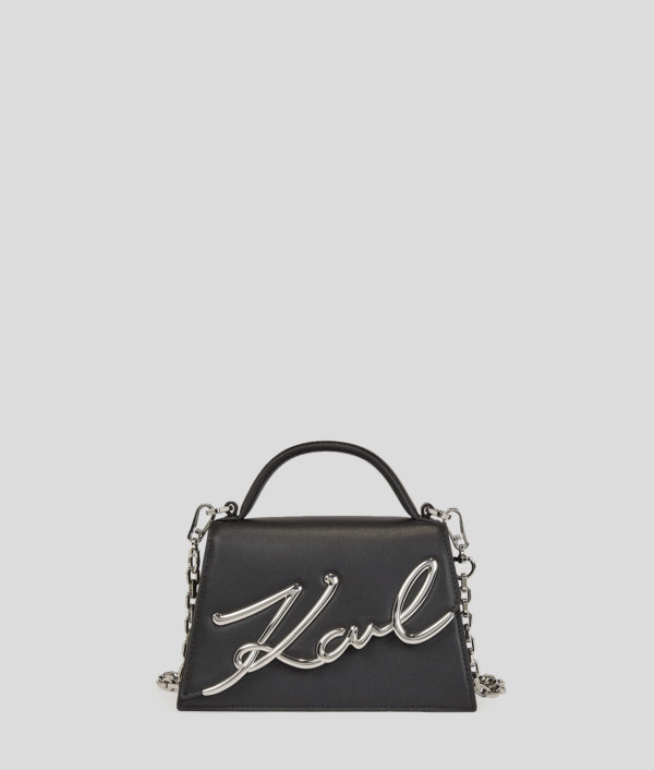 Karl Lagerfeld, Petit Sac Bandoulière K/signature, Femme, Noir/Nickel, Taille: X00 Karl Lagerfeld