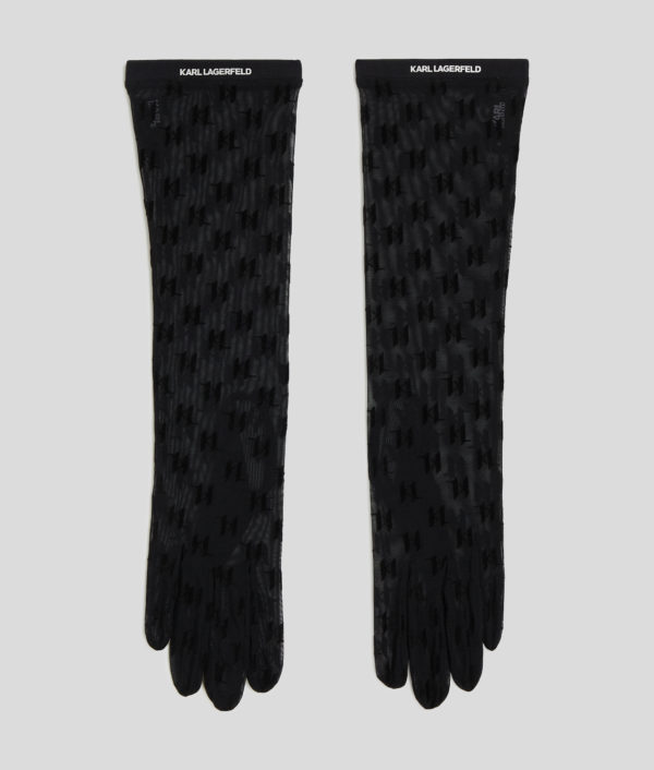 Karl Lagerfeld, Gants Transparents K/monogram, Femme, Noir, Taille: XM Karl Lagerfeld