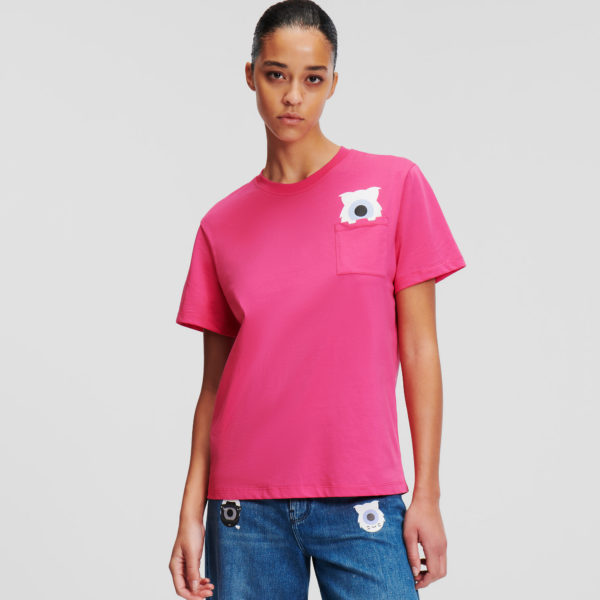 Karl Lagerfeld, T-shirt À Poche Kl X Darcel Disappoints, Femme, Cabernet rose, Taille: XL Karl Lagerfeld