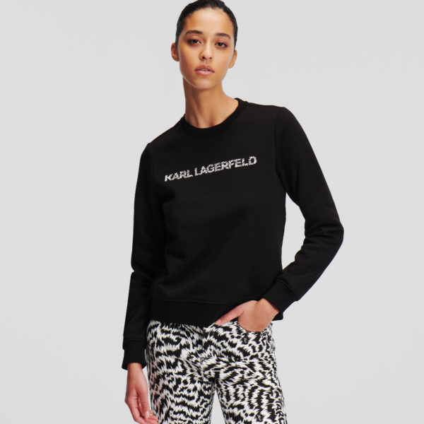 Karl Lagerfeld, Sweat-shirt À Logo Karl Imprimé Zèbre, Femme, Noir, Taille: XM Karl Lagerfeld
